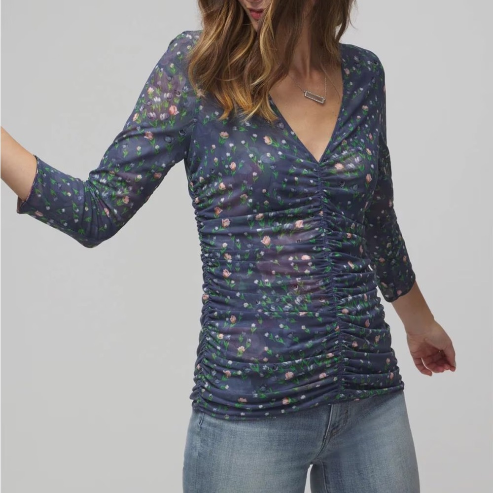 White House black market 3/4 Sleeve Reversible Mesh Top